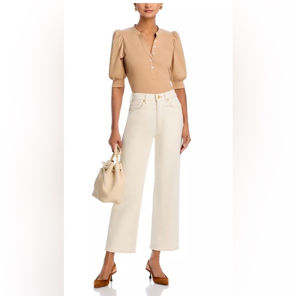 Veronica Beard Denim - VERONICA BEARD • Dylan straight leg ankle high rise jean ecru - 25